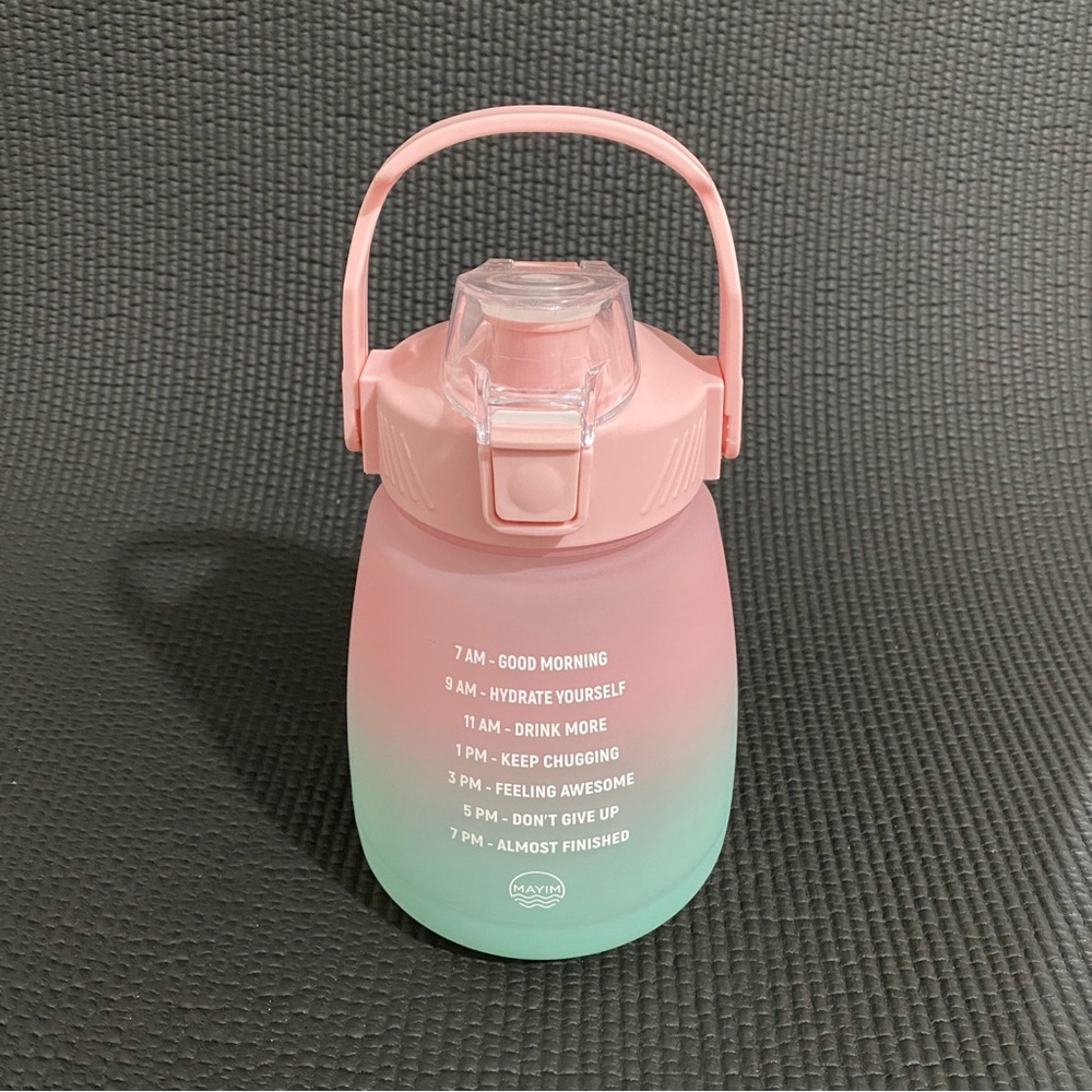 Pink and Green Gradient Plastic Water Bottle